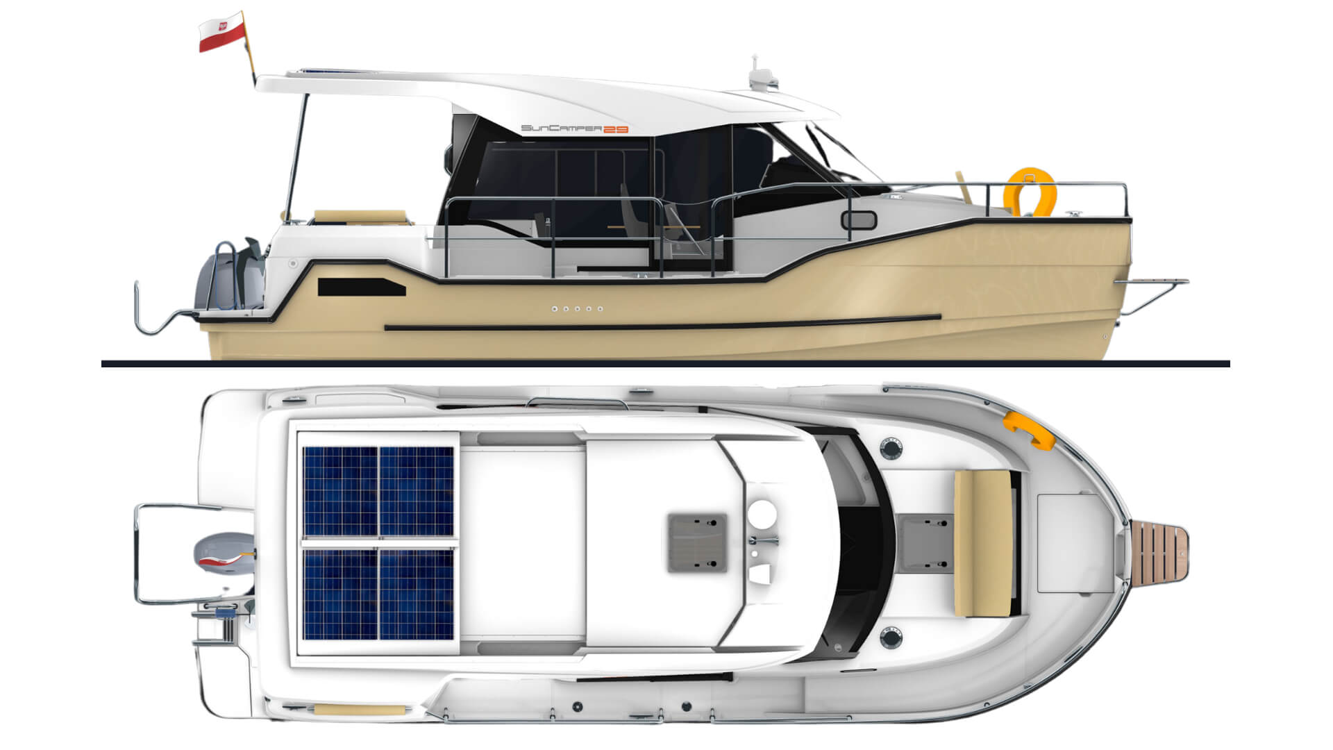 BaltYacht SunCamper 29, BaltYacht Sun Camper 29, SunCamper 29, Sun Camper 29, BaltYacht SC29, Balt SC29, Balt SC 29, Balt Хаусбот, Houseboat, водоизмещающее судно, плавучий дом, плавучий будинок