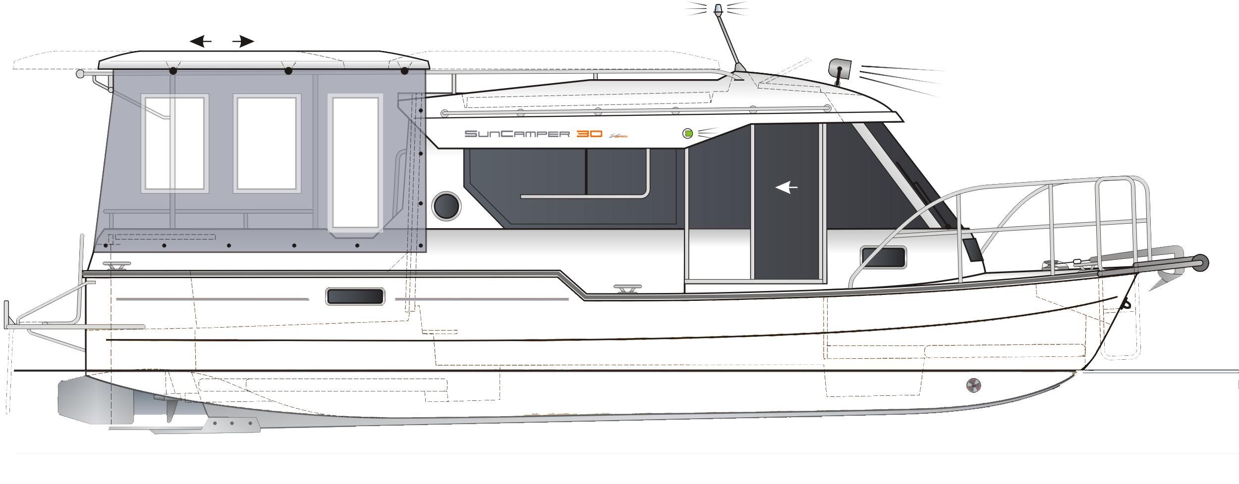 BaltYahct SunCamper 30, BaltYahct Sun Camper 30, SunCamper 30, Sun Camper 30, Хаусбот, HOUSEBOAT, водоизмещающее судно, плавучий дом